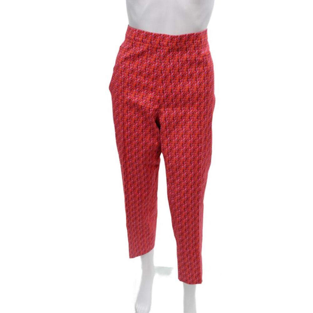 Akris Punto Womens Capri Cropped Pants Red Floral Size 12